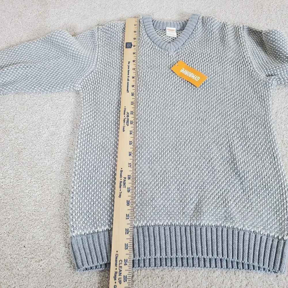 Gymboree Youth Boy's‎ Sweater SZ L 10-12 Gray & White V-neck Long Sleeve NWTG